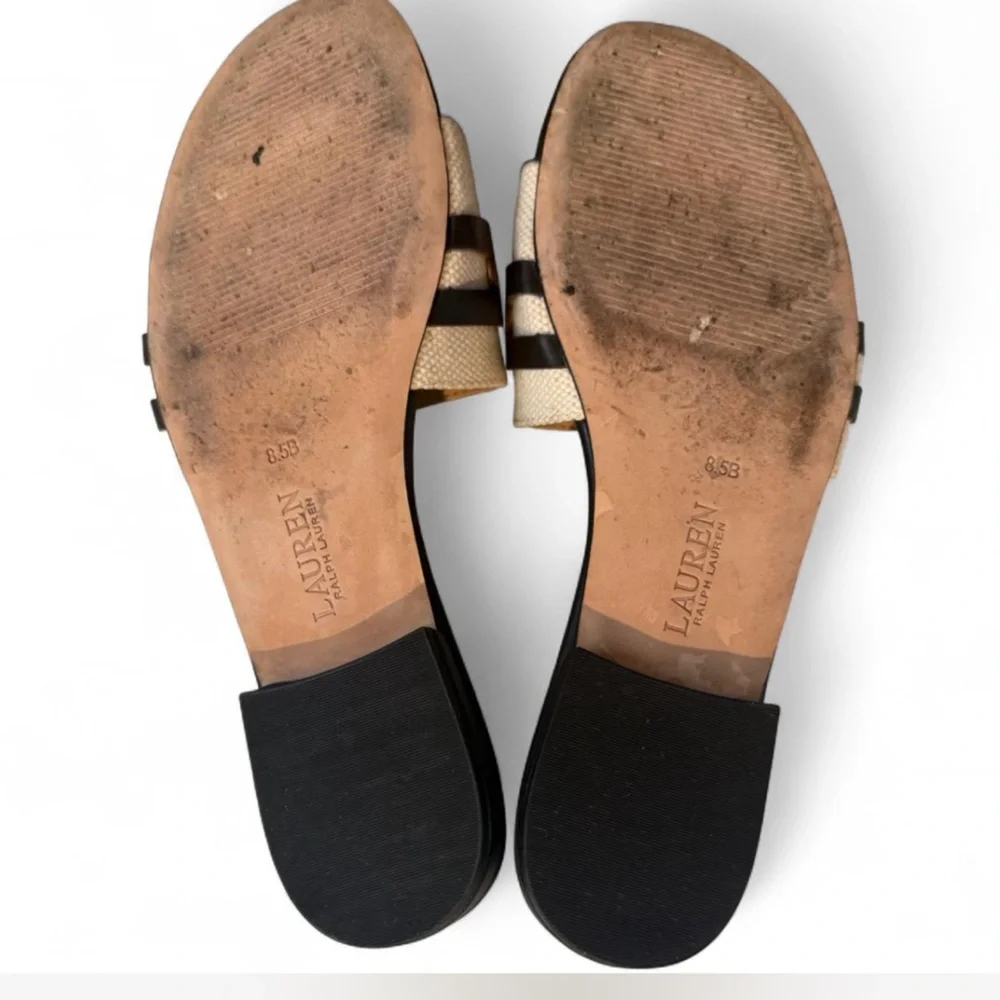 Ralph Lauren Alegra Canvas & Leather Slide Sandal 8.5 - Picture 8 of 8
